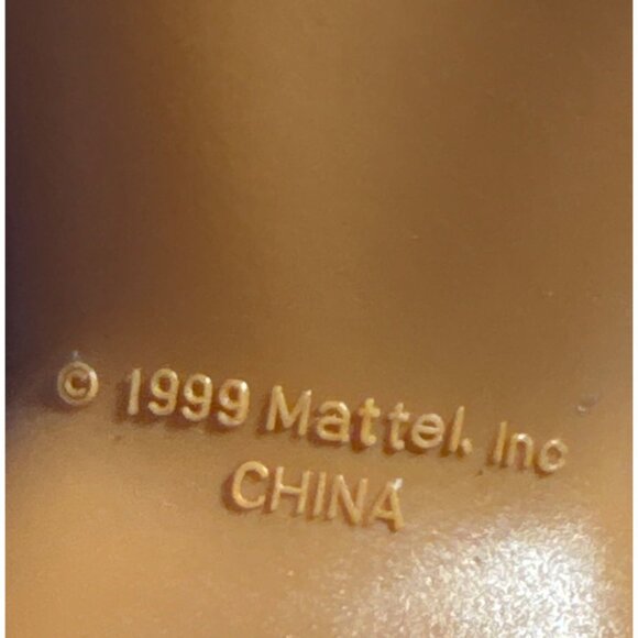 1999 Mattel Barbie Doll With Blonde Hair Blue Satin Dress Gold Belt Face Paint - Picture 6 of 9